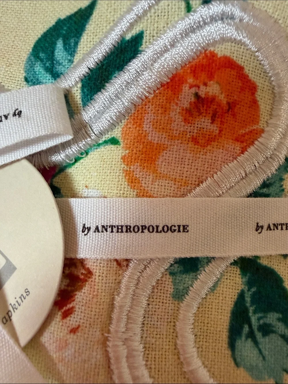 Anthropologie Set of Six Floral Cotton Napkins Cottagecore